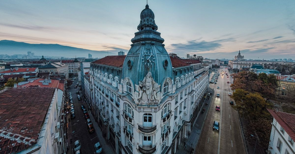 Grand Hotel Sofia in Sofia: A Stylish Centre Stay on Gurko 1 Aerial view of a historic building in Sofia, Bulgaria during day time, featuring ornate architecture.