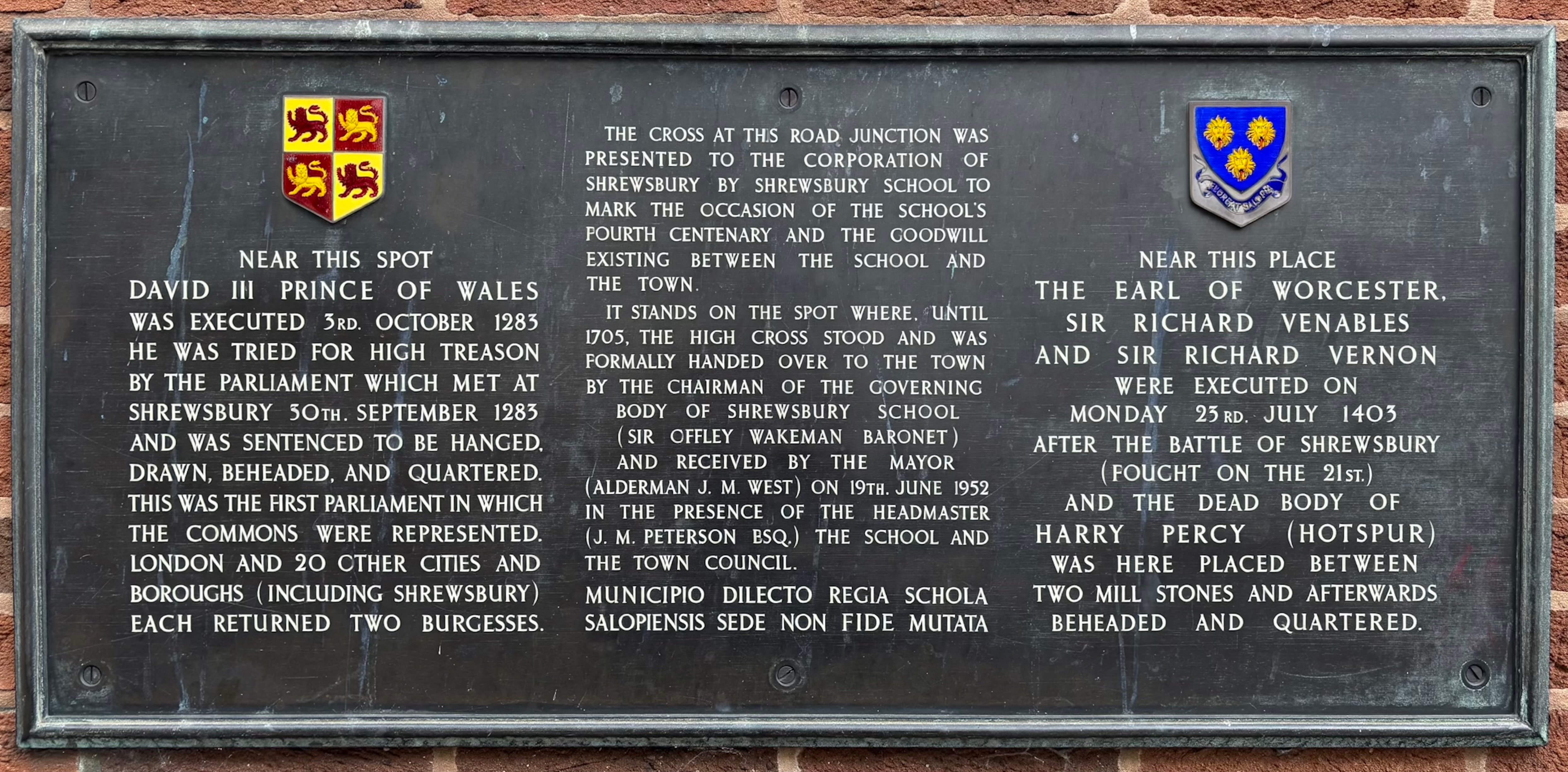 Edges of a Turning World Illustration for Edges of a Turning World: Dafydd ap Gruffudd and Harry Hotspur execution place, Shrewsbury.jpg