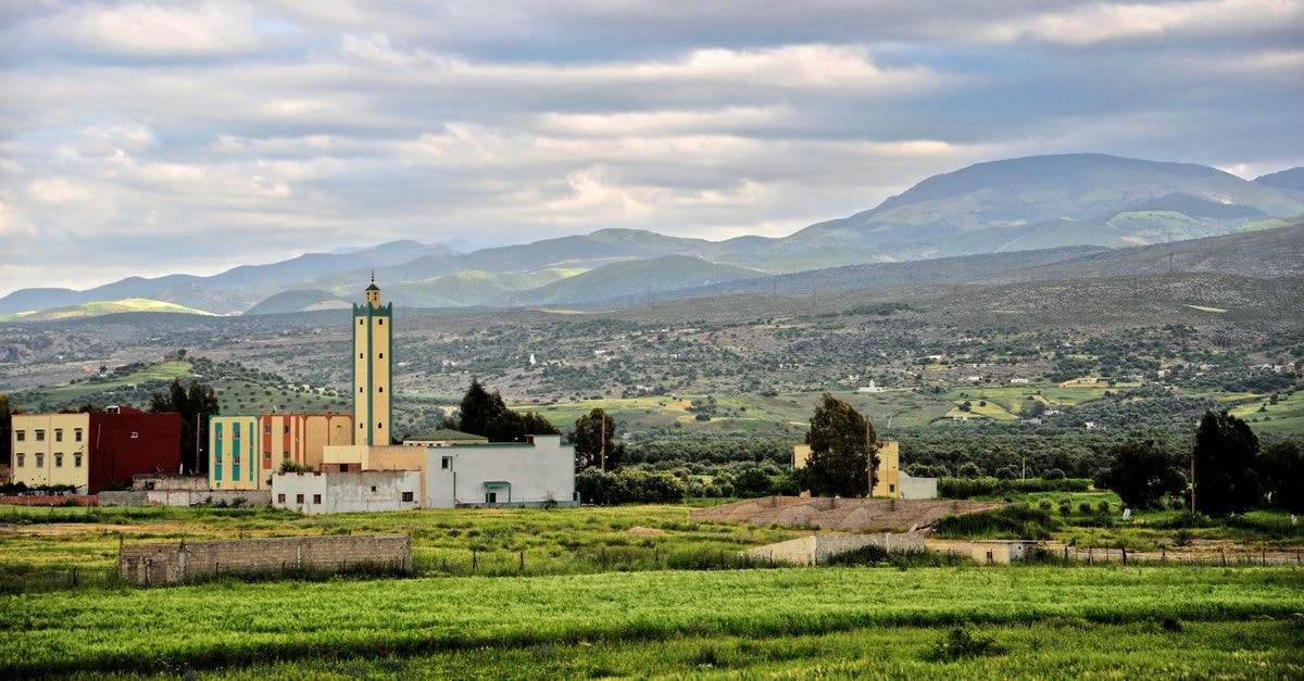 Bouïra Travel Guide: Planning Tips, Costs and Things to Do Picturesque landscape in Taza, Morocco featuring mosque and lush scenery.