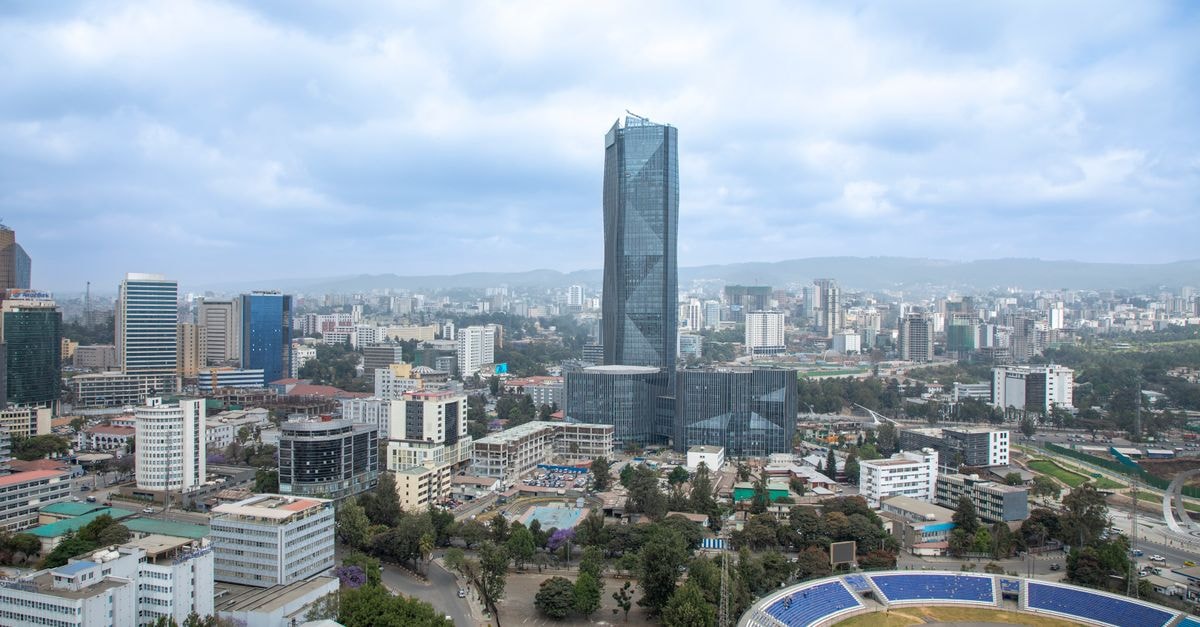Tsegreda Hotel in Addis Ababa: A Pocket-Sized Stay on Dejazemach Jote Street Stunning aerial view of the Addis Ababa skyline featuring a prominent skyscraper.