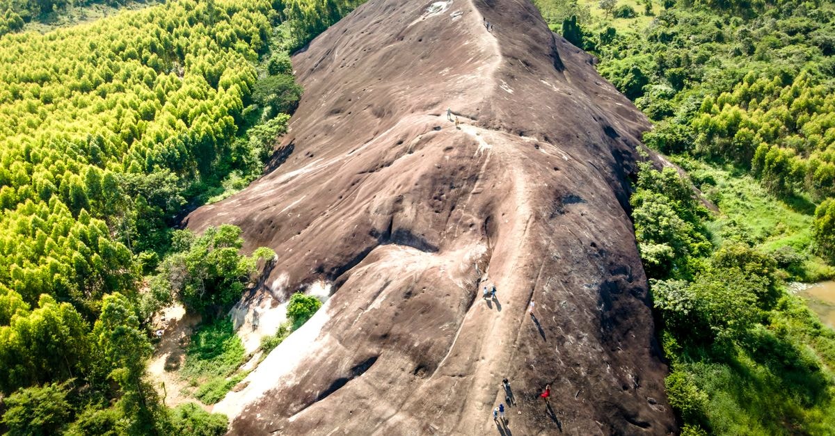 Stunning aerial photo of Mother Elephant Stone surrounded by lush greenery in Vietnam.