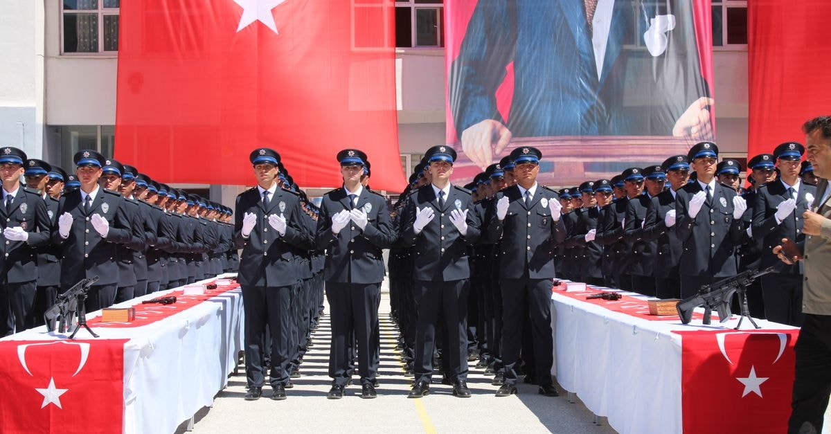 Grand Ser in Yozgat: Indoor Pool Hotel Near Pine Grove National Park Group of Turkish police officers in uniform saluting at an official ceremony in Yozgat, Türkiye.