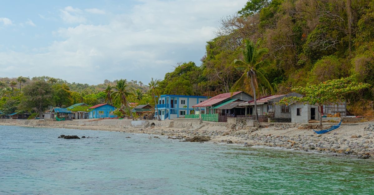 Kupang Travel Guide: Planning Tips, Costs and Things to Do Colorful buildings line a tranquil tropical beach, fringed by lush greenery and calm sea.