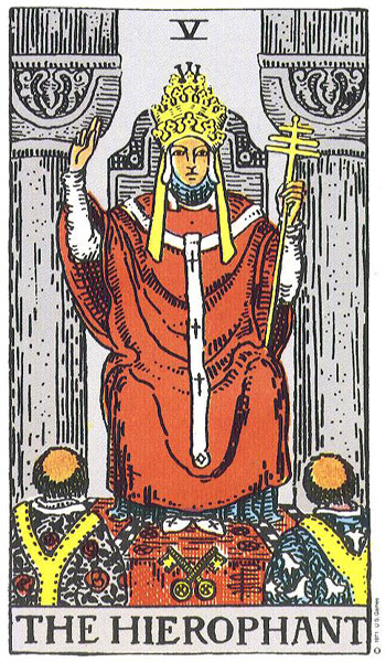 The Hierophant Tarot Card Meaning: A Practical Reflection Guide The Hierophant from the public-domain Rider–Waite–Smith tarot deck