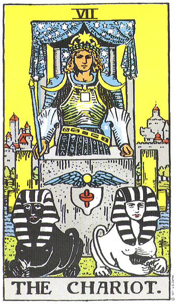 The Chariot from the public-domain Rider–Waite–Smith tarot deck