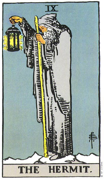 The Hermit from the public-domain Rider–Waite–Smith tarot deck