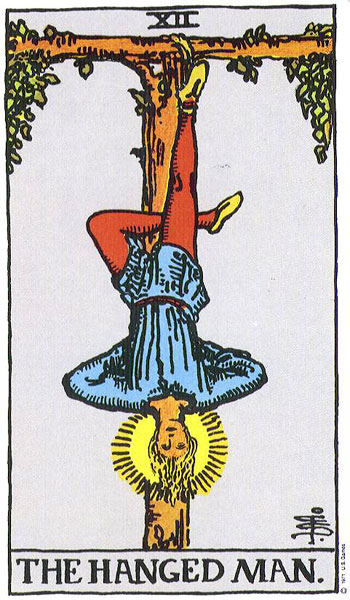 The Hanged Man from the public-domain Rider–Waite–Smith tarot deck