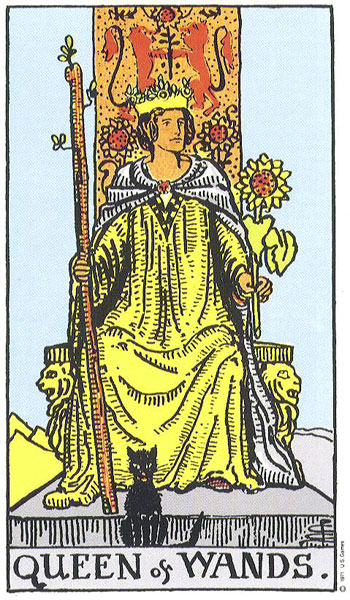 Tarot Queens vs Kings: Inner Command, Outward Stewardship, and Context Queen of Wands from the public-domain Rider–Waite–Smith tarot deck